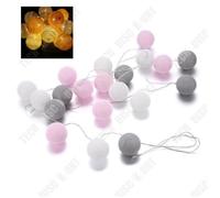 Guirlande lumineuse LED - LUNAVO - Boule de coton - 20 ampoules - Solaire - Décoration extérieure