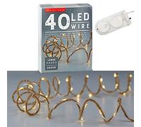 Guirlande lumineuse LED - Micro fil sur corde de jute - Blanc chaud - Longueur : 240 cm - Avec 40 LED - Éclairage de Noël - Guirlande lumineuse décorative avec piles (1 guirlande lumineuse à 40 LED)