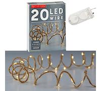 Guirlande lumineuse LED - Micro fil sur corde de jute - Blanc chaud - Longueur : 120 cm - Avec 20 LED - Éclairage de Noël - Guirlande lumineuse décorative avec piles (1 guirlande lumineuse à 20 LED)