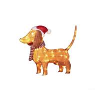 Guirlande lumineuse LED pour chien de Noël en acrylique plat, économe en énergie, résistante aux intempéries, décoration festive, colorée, facile à installer pour jardin, cour, allée, taille 20 x 35
