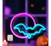 Guirlande lumineuse LED pour fenêtre d'Halloween - Avec crochets - Décoration d'intérieur - Guirlande lumineuse à piles - Éclairage extérieur (chauve-souris)