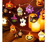 Guirlande lumineuse LED pour Halloween - 3 m - Mini guirlande lumineuse clignotante à piles - Pliable pour l'intérieur et l'extérieur - Pour fête scintillante