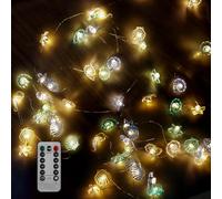 Guirlande lumineuse LED pour l'intérieur - Avec télécommande - En forme de coquillage de mer - Avec télécommande - Étanche - Fonctionne avec piles