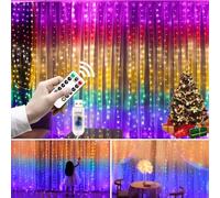 Guirlande lumineuse LED pour rideau - 8 modes RVB - Lumières colorées USB - Multicolore - 3 m x 2 m - Alimentée par USB - 200 LED - Lampe de chambre à coucher et lampe de maison