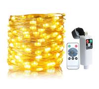 Guirlande lumineuse LED rechargeable par USB - 10 m - 100 LED - Pour l'intérieur et l'extérieur - Avec télécommande - Étanche - 8 modes - Fil lumineux - Éclairage de Noël pour fête, mariage, Pâques (A