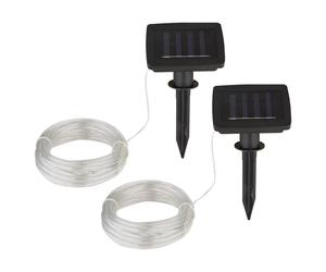 Guirlande lumineuse LED solaire Guirlande lumineuse solaire avec piquet Lampe LED multicolore enfichable Jardin LED, plastique noir, interrupteur, 2x 50x LED, L 490 cm