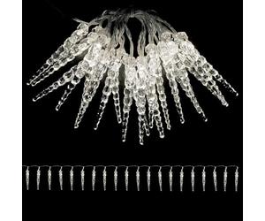 Guirlande lumineuse LED stalactite de Noël - 20 LED - Blanc chaud - Pour intérieur - Longueur : 220 cm