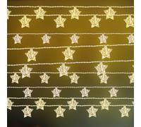 Guirlande lumineuse décoration de Noël étoiles-chaîne lumineuse design lampe étoile, métal argenté, pile 10x LED 3000K blanc chaud, L 165cm, lot de 9