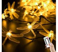 Guirlande lumineuse libellule avec télécommande et alimentation USB, 10 m, 100 LED, à brancher, idéale pour la chambre, le jardin, les mariages (Blanc chaud)