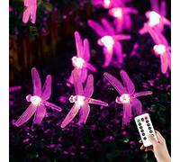 Guirlande lumineuse libellule avec télécommande et alimentation USB, 10 m, 100 LED, à brancher, idéale pour la chambre, le jardin, les mariages (rose)