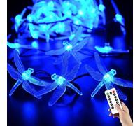 Guirlande lumineuse libellule avec télécommande et alimentation USB, 10 m, 100 LED, à brancher, idéale pour la chambre, le jardin, les mariages (bleu)