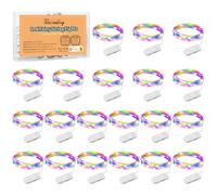 Guirlande Lumineuse [Lot de 20], Mini Guirlande LED a Pile 1M 10 LEDs Fil de Cuivre Intérieur et Extérieur Décoration Lumière pour Chambre Noël Mariage Fête Soirée Maison Jardin (Coloré)
