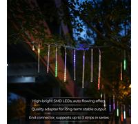 Guirlande Lumineuse M.TK Pluie de Météores avec 15 Tubes 720 LED Gouttes de Pluie Étanches Effet Chute de Neige pour Sapin de Noël (Multicolore)