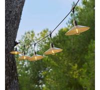 Guirlande lumineuse extérieur 10 abat-jour en acier style vintage MINI VINTY LIGHT HYBRID LED blanc chaud 6m solaire et sur secteur