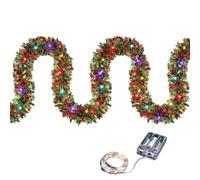 Guirlande Lumineuse Noël - 16 Pieds Couronne à Piles | Métal PVC Décoration - Guirlande Brillante pour Arbre De Noël Bande De Couleur 5 Mètres IDéale pour Fêtes Maison Sapin
