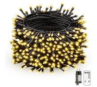 Guirlande Lumineuse Noël Extérieur - 50M 500LED Blanc Chaud Prise Lumières Étanche IP44 avec Télécommande 8 Modes Minuterie pour le Balcon Jardin Terrasse Intérieur Sapin de Noel Décoration