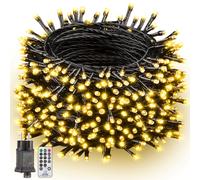 Guirlande Lumineuse Noël Extérieur - 50M 500LED Blanc Chaud Prise Lumières Étanche IP44 avec Télécommande 8 Modes Minuterie pour le Balcon Jardin Terrasse Intérieur Sapin de Noel Décoration