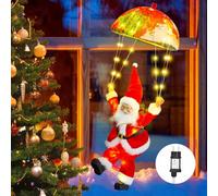 Guirlande lumineuse Père Noël en parachute, 63 cm, 70 LED, avec minuterie, 8 modes, éclairage de Noël pour l'intérieur et l'extérieur, décoration de Noël, fenêtre, sapin de Noël, balcon (blanc chaud)