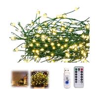 Guirlande lumineuse pétard en fil de cuivre, guirlande lumineuse LED scintillante, pour fête de mariage, décoration de vacances (ligne verte lumière chaude, 200 lumières)