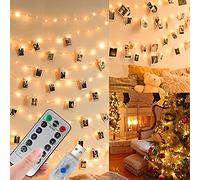 Guirlande Lumineuse Photo,10M100LED 8 modes,USB ou Alimenté par Batterie,Avec télécommande,Guirlande Lumineuse Interieur Photo Chambre LED pour Accroche Photo,Decoration Chambre (50 Clips & 25 Clous)