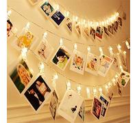 Guirlande Lumineuse Photo, 5M 40 LED Clips Photo, Blanc Chaud, 2 Modes D'éclairage/Alimenté par Batterie, Clip Photo guirlande parfaite pour accrocher des photos, des notes et des œuvres d'art