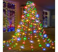 Guirlande lumineuse pour sapin de Noël avec anneau, 2 m, USB, LED, étanche, 8 modes, guirlande lumineuse cascade, décoration de Noël pour intérieur et extérieur (multicolore, 2)