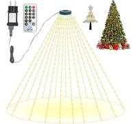 Guirlande Lumineuse pour Sapin de Noël avec anneau et étoile, 400 LEDs Éclairage pour sapin de Noël 2 m x 16 fils pour Arbre 150 à 240cm - IP65 Étanche - 8 Modes, Minuterie, Mémoire - Blanc Chaud