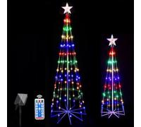 Guirlande lumineuse pour sapin de Noël avec cimier d'arbre, étoile de sommet alimentée par énergie solaire, 8 modes, minuterie, 1,8 m + 1,2 m, lumières LED étanches coniques pour intérieur ou