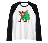 Guirlande Lumineuse pour Sapin de Noël avec Inscription « Dabbing Elf Merry Christmas » Manche Raglan