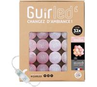 GuirLED - Guirlande lumineuse boules coton LED USB - Veilleuse bébé 2h - Adaptateur secteur double USB 2A inclus - 3 intensités - 32 boules 3.2m - Princesse