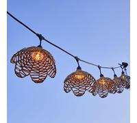 Guirlande lumineuse raccordable d'extérieur avec abat-jour en polyrotin style bohème 7 ampoules à filament douille E27 LED blanc chaud FLOWER LIGHT 6m