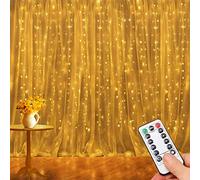 Guirlande Lumineuse Rideau 2.4*1.8M 8 Modes d'Eclairage, USB Dimmable, avec Minuterie, Crochets et Télécommande, Etanche IP65, Decoration de Fenêtre, Noël, Mariage, Anniversaire, Patio