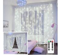 Guirlande lumineuse rideau, alimentée par USB, pour chambre à coucher, fête, 8 modes, étanche IP64, décoration de mariage, blanc