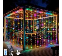 Guirlande Lumineuse Rideau Lumineux 300 LEDs 3m*3m, 8 Modes d'Eclairage Dimmable avec Télécommande et Minuterie, Étanche Guirlande lumineuse Fenêtre Decoration de Noël, Mariage, Fenêtre,Multi-voies