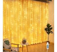 Guirlande Lumineuse Rideau, Rideau Lumineux 300 LED 3m*3m, 8 Modes d'Eclairage Dimmable, Etanche IP65 avec Minuterie et Télécommande, Decoration de Anniversaire, Maison, Patio, Fenêtre, Mariage, Noël