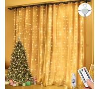 Guirlande Lumineuse Rideaux 3 m x 3 m 300 LED 8 Modes Télécommande minuterie luminosité réglable, étanche IP65 extérieure/intérieure, Decoration pour Chambre à coucher, Fête, Mariage (Blanc Chaud)