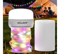 Guirlande lumineuse RVB de camping, 10 m, rechargeable à changement de couleur, avec rangement enroulable, lanterne de camping USB-C pour tente, auvent, jardin, terrasse et fête