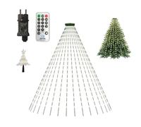 Guirlande Lumineuse Sapin de Noel avec Anneau et Étoile de Sommet: 350 LEDs 2M x 10 Fils pour Arbres de 1,5 à 2,5M, 8 Modes Décorations de Noël Lumières Étanches IP65 Extérieur/Intérieur - Blanc Chaud