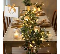 Guirlande Lumineuse Scintillante en Forme de Vigne d'olivier, Guirlande d'eucalyptus Artificiel, guirlandes de Feuilles à Suspendre à Piles (Eucalyptus Leaf Rattan*2)