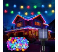 Guirlande lumineuse solaire 100 LED 3+15 m 8 modes IP65 boules cristal multicolores éclairage extérieur intérieur balcon terrasse jardin arbres