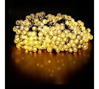 Guirlande lumineuse solaire - 12 mètres de long, lumière blanche chaude, avec bulles décoratives, idéale pour l'extérieur et les occasions spéciales.