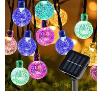 Guirlande Lumineuse Solaire, 12M 100LED Boule de Cristal Lumières de Fée avec 8 Modes Étanche Guirlande Lumineuse Exterieure Solaire pour Noël Jardin Terrasse Cour Mariages Camping