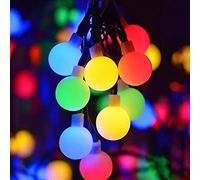 Guirlande lumineuse solaire 60 LED, 11 m, étanche, 8 modes, globe décoratif pour terrasse, cour, fête de mariage, arbre de Noël, intérieur et extérieur (multicolore)
