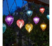 Guirlande lumineuse solaire à 10 ballons arc-en-ciel lumineux LED blanc chaud