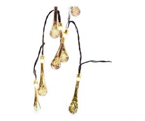 Guirlande lumineuse solaire à 60 LED en forme de goutte d'eau pour extérieur, jardin et terrasse, construction résistante aux intempéries et 8 modes d'éclairage réglables (couleur chaude)