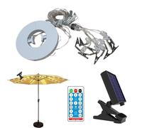Guirlande lumineuse solaire à DEL pour parasol d'extérieur - Décoration extérieure imperméable avec 8 modes pour camping, porche, jardin, ombre, plage, jardin, parasol, tentes de fête
