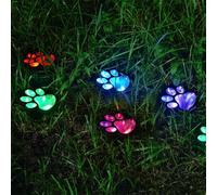 Guirlande lumineuse solaire à LED avec empreintes de pattes - Étanche - Pour jardin, chien, chat - Lampe décorative pour l'extérieur (lumière colorée)