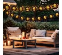 Guirlande lumineuse solaire à LED Extérieur Lampe solaire Décoration jardin en forme de boule effet flamme, plastique noir, 24x LED blanc chaud, L 200 cm, terrasse