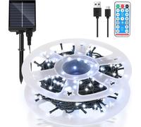 Guirlande lumineuse solaire à LED Jayseuw 30M 300LEDs étanche à l'eau et avec 8 modes pour l'extérieur intérieur jardin fête & Noël décoration éclairage extérieur, blanc froid