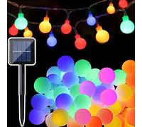 Guirlande Lumineuse Solaire Boule 7M, 50 LED Guirlande lumineuse Multicolore Extérieure, 8 Modes Imperméable Jolie Décoration Lumière Terrasse Balcon Pergola Sapin de Noël Mariage Fête, Multicolore